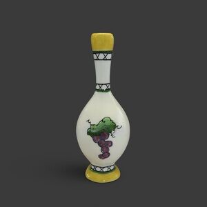 Julia Junkin Studio Art Pottery Bud Vase Grapes Hand Painted Signed